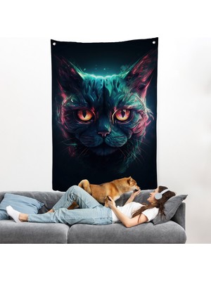 Harita Sepeti Savaşçı Kedi Duvar ÖRTÜSÜ-7900