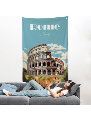 Harita Sepeti Roma Italya Kolezyum Duvar ÖRTÜSÜ-7696