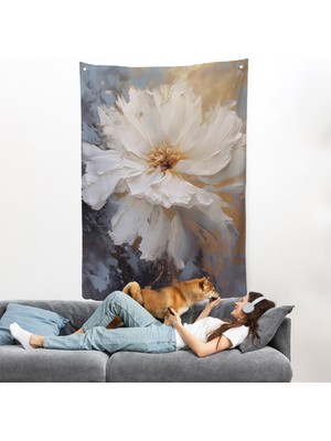 Harita Sepeti Beyaz Çiçek Duvar ÖRTÜSÜ-7597