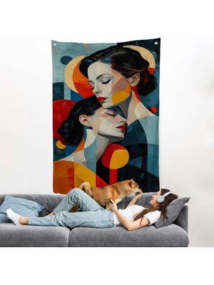 Harita Sepeti Anne ve Kızı Duvar ÖRTÜSÜ-7791