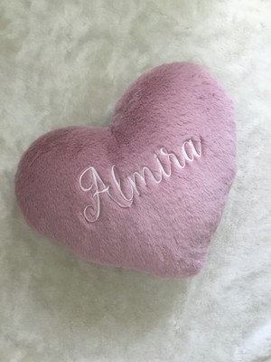 CIGDEMCALISKAN Pinktastic Heart Monogram - Isim-Monogram Nakışlı Kalp Yastık