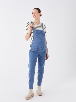 LC Waikiki Kare Yaka Düz Askılı Hamile Jean Salopet