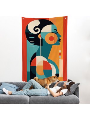 Harita Sepeti Vintage Güzel Kadın Duvar ÖRTÜSÜ-7529