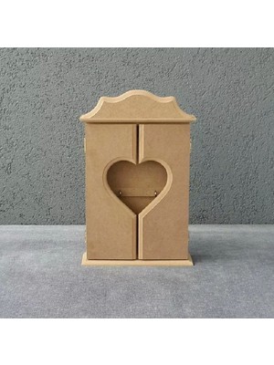 Altınyapı Hobi Market Kalp Kapaklı Uzun Anahtarlık  Ham Mdf Boyasız