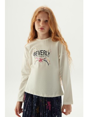 Beverly Hills Polo Club  Kız Çocuk Beyaz T-Shirt 23FW0BHG521