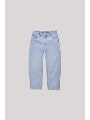 Tyess Kız Çocuk Denim Pantolon Pamuklu Kumaş Modern Boru Paça Kesimi Günlük Stil