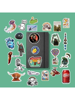 Sticker Karışık Retro 1 Sticker Paketi /bullet Journal Defter Çıkartma Ajanda Laptop Etiket