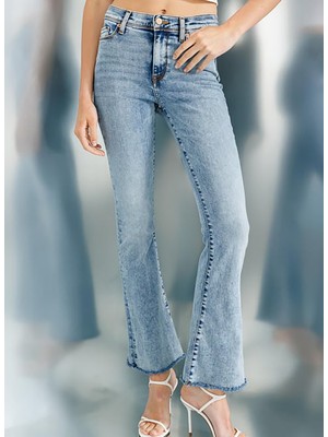 Denim Trip Normal Bel Geniş Paça Skinny Fit Açık Indigo Kadın Denim Pantolon DT10520