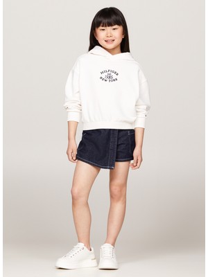 Tommy Hilfiger Baskılı Kız Çocuk Beyaz Sweatshırt KG0KG08033YBH