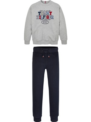 Tommy Hilfiger Baskılı Gri - Lacivert Erkek Eşofman Takımı KB0KB09059P1A