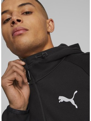 Puma Bisiklet Yaka Düz Siyah Erkek Eşofman Üstü 68180301-EVOSTRIPE Fz Hoodie Dk