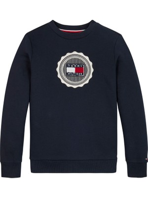 Tommy Hilfiger Baskılı Erkek Çocuk Lacivert Sweatshırt KB0KB09052DW5