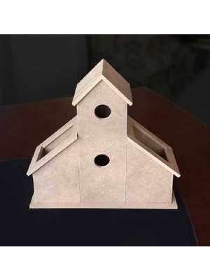 Altınyapı Hobi Market Tek Bahçeli Kuş Evi  Ham Mdf Boyasız