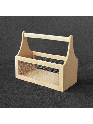 Altınyapı Hobi Market Telli Saplı Sepet  Ham Mdf Boyasız