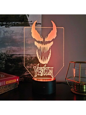 Lerad-Lazer Art Venom 3D Gece Lambası. 16 Renk+Dokunmatik ve Uzaktan Kumandalı Işık. Hediye Olarak Mükemmeldir.