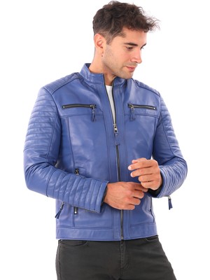 Deriburada Erkek Yeni Motorcu Modeli Hakiki Deri Mont