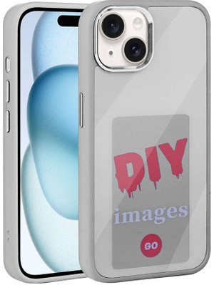 ZORE Apple iPhone 15 Kılıf Ekranı Yansıtan Akıllı Nfc Kapak-Gri