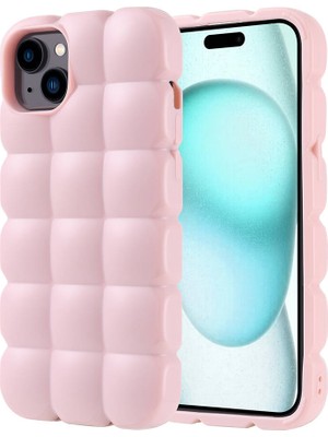 ZORE Apple iPhone 15 Plus Kılıf Parlak Esnek Silikon Dom Dom Kapak-Pembe