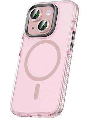 ZORE Apple iPhone 15 Kılıf Airbagli Magsafe Wireless Şarj Özellikli Lens Koruyuculu Klaptika Kapak-P