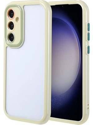 ZORE Samsung Galaxy S23 Kılıf Kamera Korumalı Renkli Kenar ve Çerçeve Tasarımlı Vitamin Kapak-Yeşil