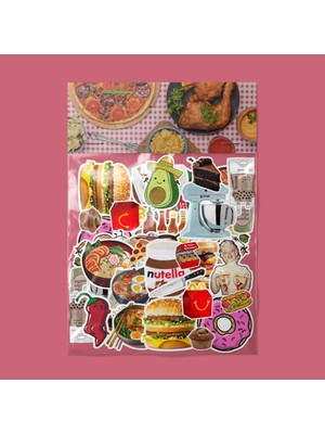 Sticker Yiyecek (Food) Sticker Paketi / Bullet Journal Defter Çıkartma Ajanda Laptop Etiket