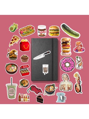 Sticker Yiyecek (Food) Sticker Paketi / Bullet Journal Defter Çıkartma Ajanda Laptop Etiket