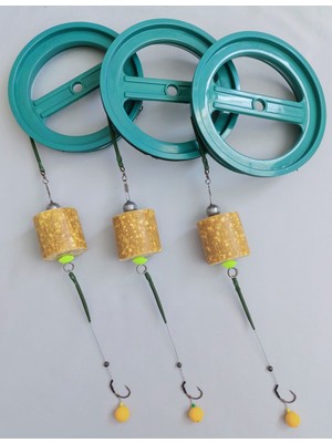 Litto Collection 3 Adet Kasnak'lı 100 Mtr Misine'li Sazan Rig Takımı ( 14 mm Sarı Pop Up'lı )