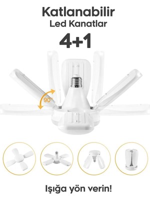 Suled Pervane LED Ampül 60W 6000 Lümen Süper Güçlü E27 Lamba A++ Beyaz Işık 4+1