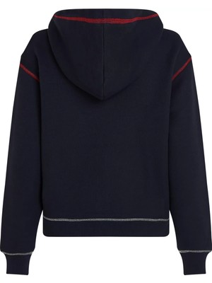 Tommy Hilfiger Kadın Mdrn Reg Gbl Stp Fullzıp Hoodıe Sweatshirt-Lacivert