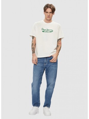 Pepe Jeans Bisiklet Yaka Baskılı Ekru Erkek T-Shirt PM509390 803 Claude