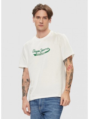 Pepe Jeans Bisiklet Yaka Baskılı Ekru Erkek T-Shirt PM509390 803 Claude