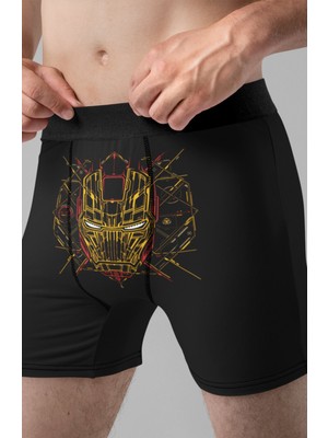 Fuddy Moda Iron Man Marvel Baskılı Modal Penye Rahat Kalıp Erkek Boxer