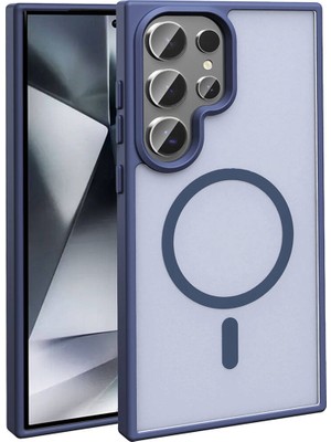 ZORE Galaxy S23 Ultra Kılıf Magsafe Şarj Özellikli Mat Arka Yüzey Sio Kapak-Lacivert