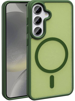ZORE Samsung Galaxy S24 Plus Kılıf Magsafe Şarj Özellikli Mat Arka Yüzey Sio Kapak - Koyu Yeşil