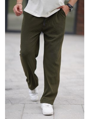 Madmext Haki Beli Ayarlanabilir Cep Detaylı Bol Pantolon 6545