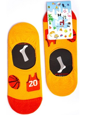 Mr. Hero Mrhero Çok Renkli Unisex Tekli Paket Basketball Temalı Babet Renkli Çorap 1036-MH Renkli