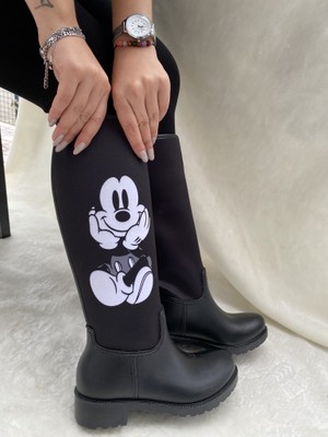 Çiğdem Kundura Çiğdem Mıckey Mouse Lastik Çizme  - Siyah-Beyaz-Gri  - 37 - ST00615-SİYAH-BEYAZ-GRİ -37