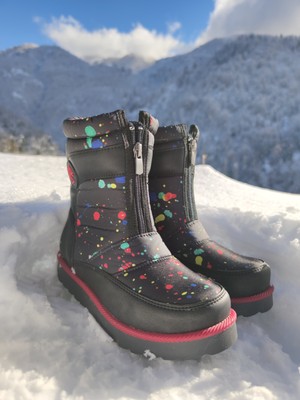 Çiğdem Kundura Su Geçirmez Çocuk Kar Botu - Çkar 2b - Renkli-Siyah-Kırmızı-Uzun - 34