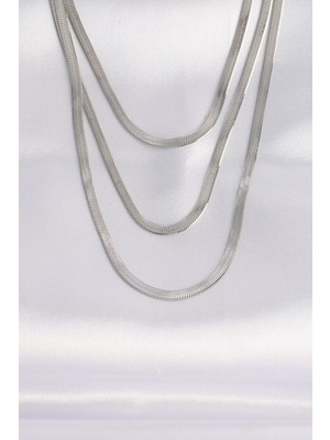 Çarşı Point 316L Çelik İtalyan Zincir Gümüş Renk Çoklu Kolye