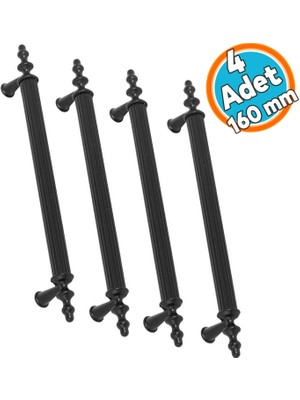 Nzb Mobilya Çekmece Dolap Kapak Kulbu Siyah Metal 160 mm (4 Adet)