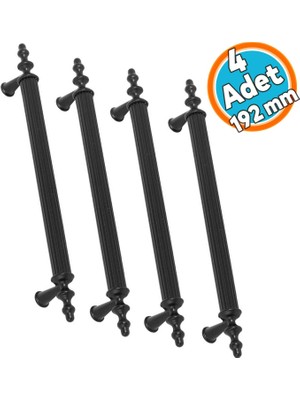 Nzb Mobilya Çekmece Dolap Kapak Kulbu Siyah Metal 192 mm (4 Adet)