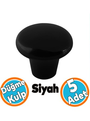 Nzb Mobilya Düğme Sert Plastik Siyah Dolap Mutfak Dolabı Çekmece Kapak Kulbu 5 Adet