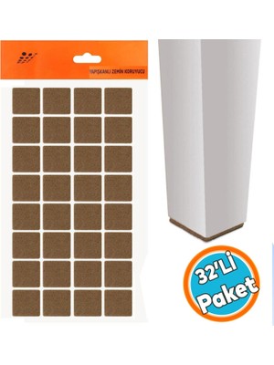 Nzb Zemin Koruyucu Masa Sandalye Parke Keçe Yapışkanlı Kare 25X25 mm (32'li Paket)