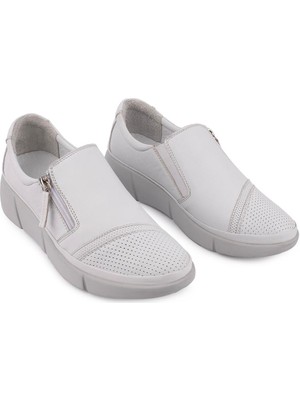 Emel Ayakkabı Emel Ayakkabı Rahat Modern Ortopedik Yumuşak Deri Ayakkabı Beyaz 1101