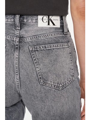 Calvin Klein Kadın Normal Belli Dar Kesim Düz Paça Gri Jeans