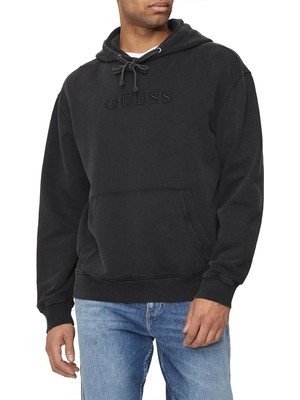 Guess Erkek Üçgen Logolu Siyah Sweatshirt