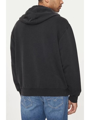 Guess Erkek Üçgen Logolu Siyah Sweatshirt