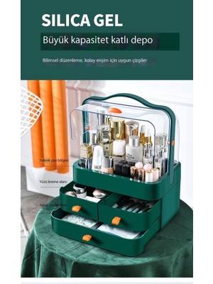 Jinwei-HB Kozmetik Saklama Kutusu Taşınabilir Toz Geçirmez Masaüstü Cilt Bakım Ürünü Saklama Kutusu Kapalı Büyük Kapasiteli (Yurt Dışından)