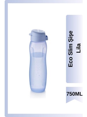 Tupperware Eco Slim Su Şişesi Lila 750 ml Ergonomik Tasarım ve Kolay Kapak ile Kullanım