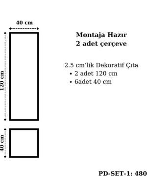 Pazar Dolu Montaja Hazır 2 Adet Çerçeve 2,5 Cmlik (Pd-Set-1: 480)